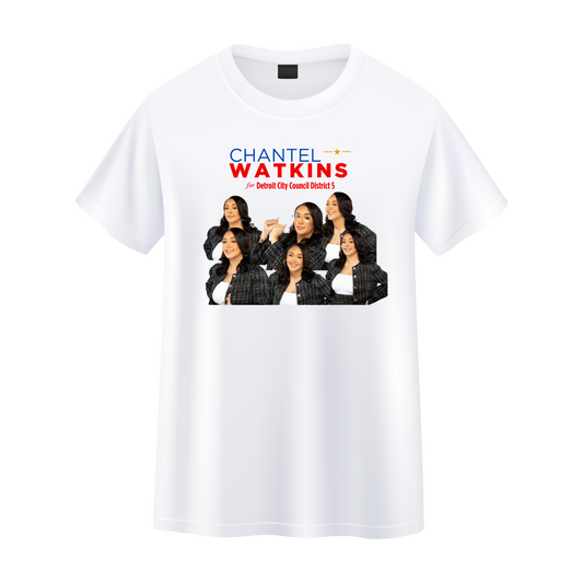 Chantel Watkins for Detroit: Classic Campaign Logo w/ Chantel - White T-Shirt